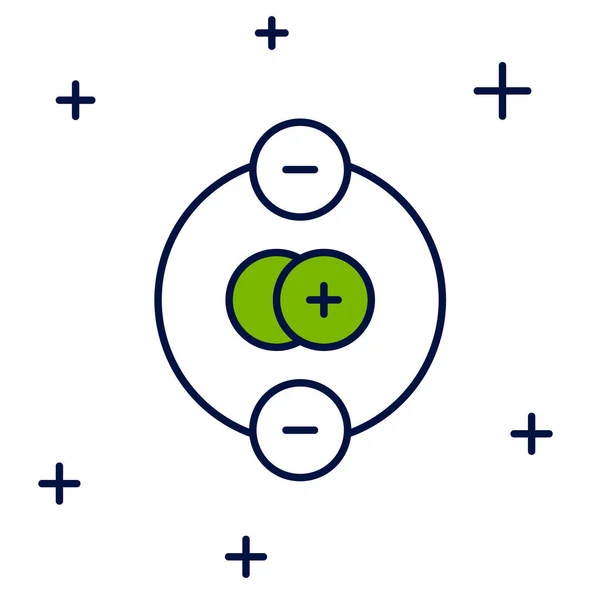 Заповнена Контурна Піктограма Atom Ізольована Білому Тлі Символ Науки Освіти — стоковий вектор