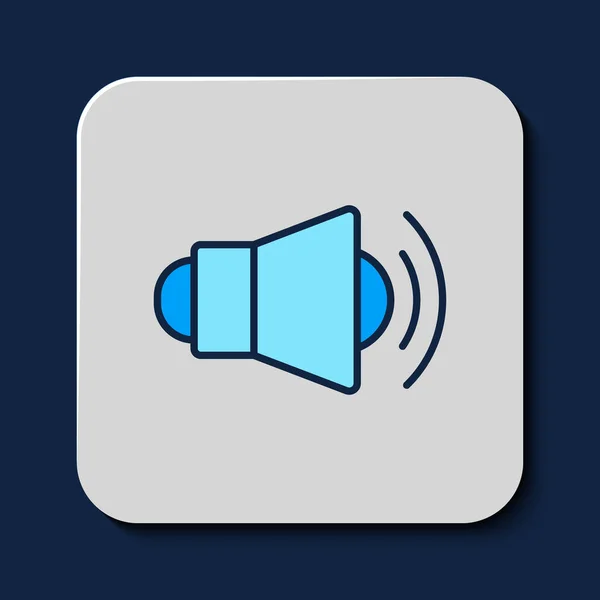 Filled Outline Megaphone Icon Isolated Blue Background Speaker Sign Vector — Vector de stock