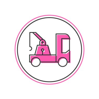 Beyaz arka planda izole edilmiş ana hatlı çekici simgesi. Vektör