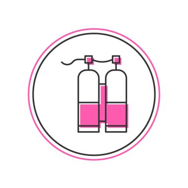 Doldurulmuş Aqualung simgesi beyaz arkaplanda izole edildi. Dalgıçlar için oksijen tüpü. Dalış ekipmanları. Olağanüstü bir spor. Spor malzemeleri. Vektör