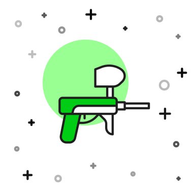 Doldurulmuş Paintball tabancası simgesi beyaz arkaplanda izole edilmiş. Vektör
