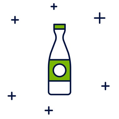 Doldurulmuş bira şişesi simgesi beyaz arka planda izole edilmiş. Vektör