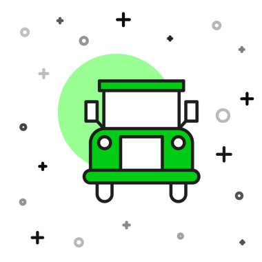 Doldurulmuş okul servisi simgesi beyaz arkaplanda izole edildi. Toplu taşıma sembolü. Vektör