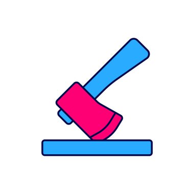 Doldurulmuş ahşap balta simgesi beyaz arkaplanda izole edildi. Oduncu baltası. Vektör