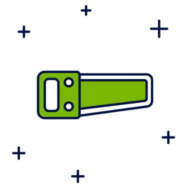 Doldurulmuş El testeresi simgesi beyaz arkaplanda izole edilmiş. Vektör