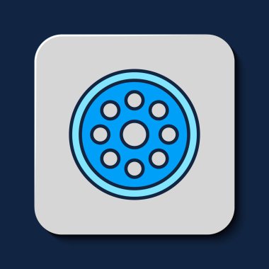 Filled outline Sewing button for clothes icon isolated on blue background. Clothing button.  Vector