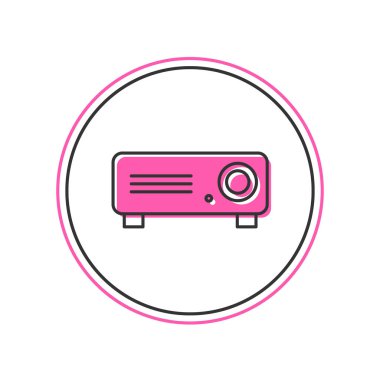 Doldurulmuş taslak sunum, film, film, medya projektör simgesi beyaz arkaplanda izole edildi. Vektör