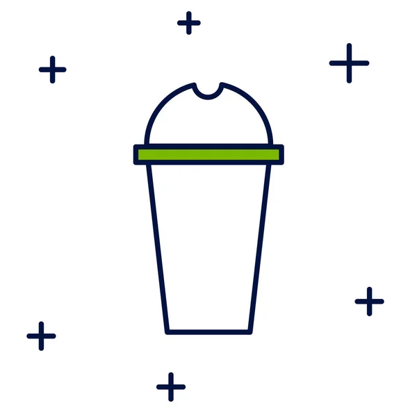 Γεμάτο Περίγραμμα Εικονίδιο Milkshake Απομονωμένο Λευκό Φόντο Πλαστικό Κύπελλο Καπάκι — Διανυσματικό Αρχείο