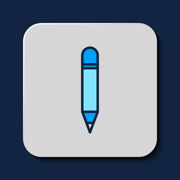 Plan Rempli Crayon Avec Icône Gomme Isolée Sur Fond Bleu — Image vectorielle