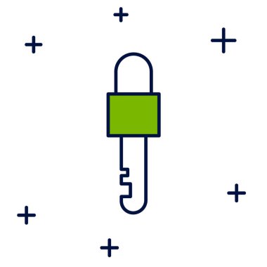 Doldurulmuş ana hatlı kilit simgesi beyaz arkaplanda izole edildi. Vektör