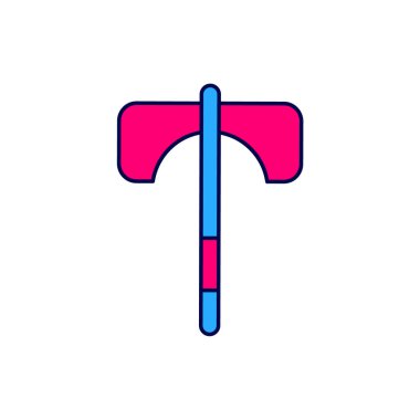 Doldurulmuş orta çağ balta simgesi beyaz arkaplanda izole edildi. Savaş baltası, cellat baltası. Ortaçağ silahı. Vektör