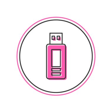 Doldurulmuş USB flash disk simgesi beyaz arkaplanda izole edildi. Vektör