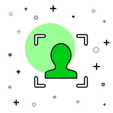 Doldurulmuş yüz tanıma simgesi beyaz arkaplanda izole edildi. Yüz tanımlama simgesi. Yüz tanıma. Siber güvenlik kavramı. Vektör