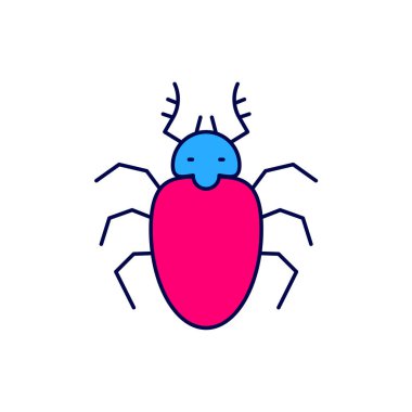 Beyaz arka planda izole edilmiş ana hatlı Böcek geyiği simgesi. Boynuzlu böcek. Büyük böcek. Vektör