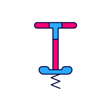 Beyaz arka planda izole edilmiş Pogo çubuğu atlama oyuncağı simgesi. Vektör