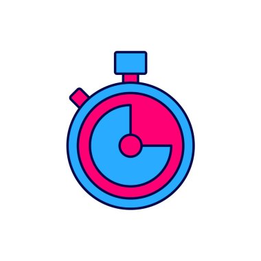 Doldurulmuş Stopwatch simgesi beyaz arkaplanda izole edildi. Zaman göstergesi. Kronometre işareti. Vektör