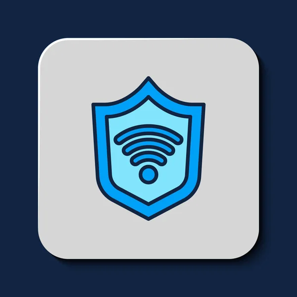 Γεμάτη Περίγραμμα Ασπίδα Wifi Ασύρματο Internet Σύμβολο Του Δικτύου Απομονωμένο — Διανυσματικό Αρχείο