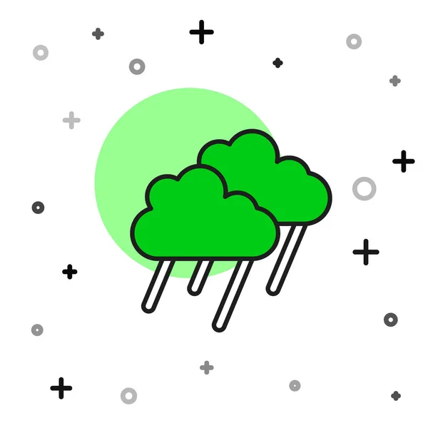Gefüllte Umrisswolke Mit Regensymbol Auf Weißem Hintergrund Regenwolken Mit Regentropfen — Stockvektor