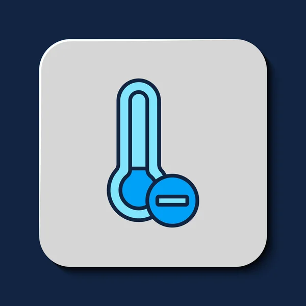 Filled Outline Meteorology Thermometer Measuring Icon Isolated Blue Background Thermometer — Wektor stockowy