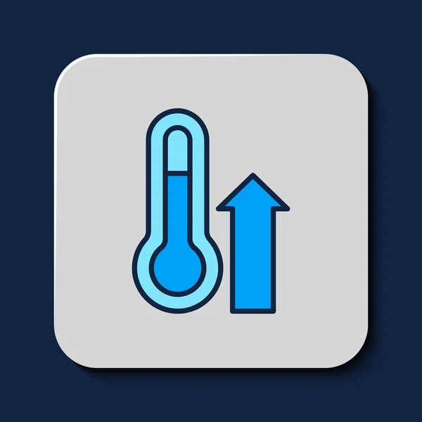 Filled Outline Meteorology Thermometer Measuring Icon Isolated Blue Background Thermometer — Stok Vektör