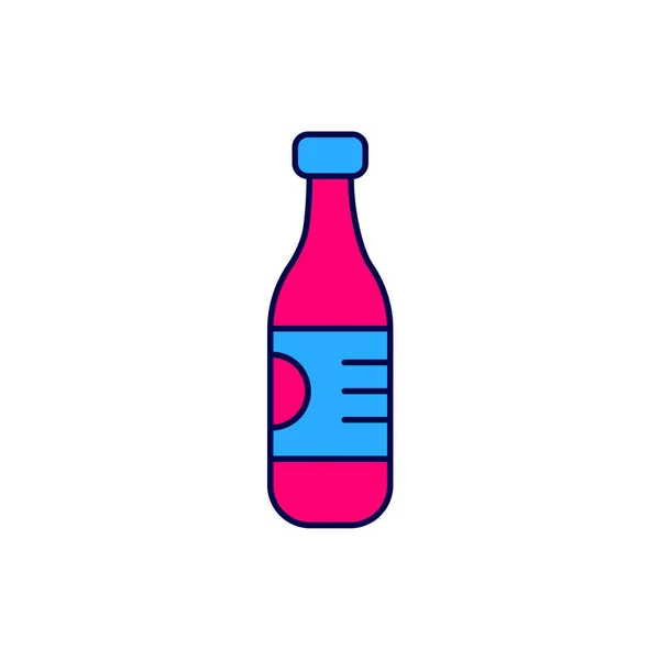 Заповнена Контурна Пляшка Значка Води Ізольована Білому Тлі Знак Содового — стоковий вектор