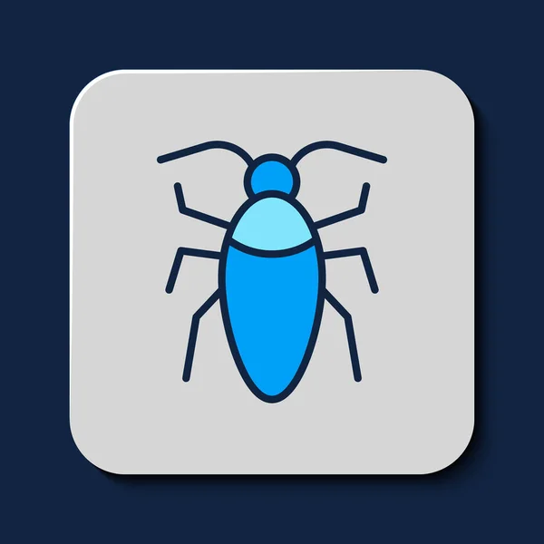 Filled Outline Cockroach Icon Isolated Blue Background Vector — Stock Vector