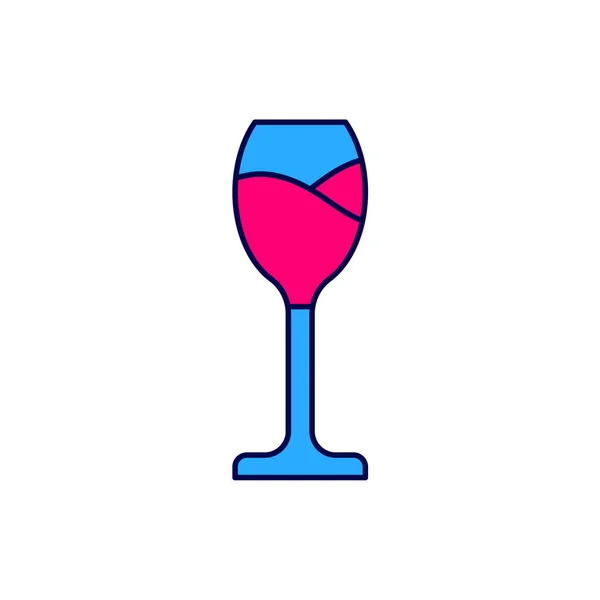 Riempito Contorno Icona Del Bicchiere Vino Isolato Sfondo Bianco Icona — Vettoriale Stock