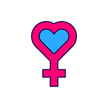 Doldurulmuş ana hatlı kadın cinsiyet simgesi simgesi beyaz arkaplanda izole edildi. Venüs sembolü. Bir kadın ya da organizmanın sembolü. Vektör