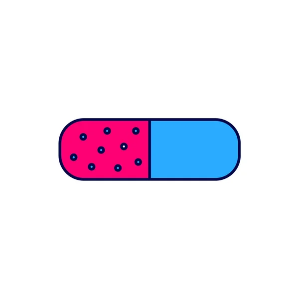 Filled Outline Vitamin Complex Pill Capsule Icon Isolated White Background — Image vectorielle