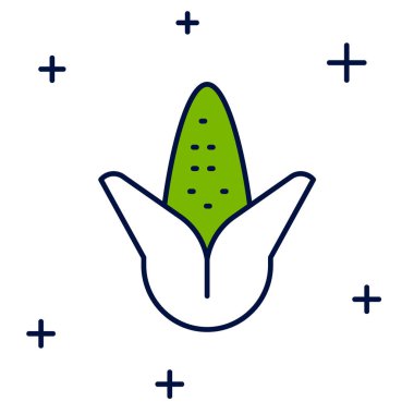 Doldurulmuş Corn simgesi beyaz arkaplanda izole edildi. Vektör