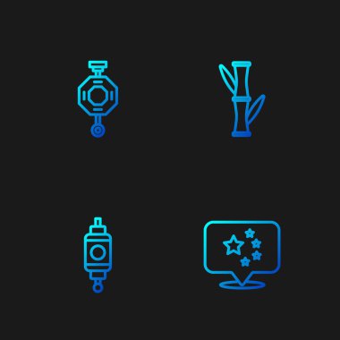 Çin bayrağı, Çin kağıt feneri ve Bambu. Renk simgeleri. Vektör