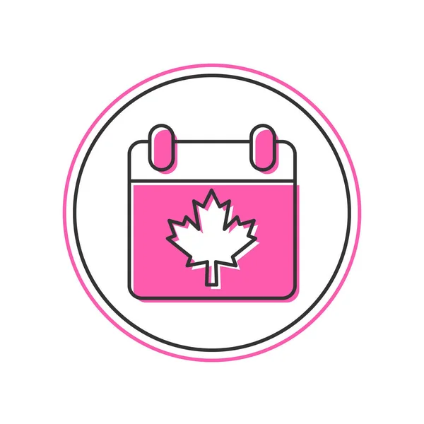 Esquema Rellenado Día Canadá Con Icono Hoja Arce Aislado Sobre — Vector de stock
