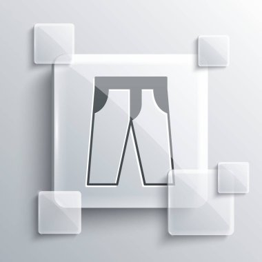 Gri arka planda gri pantolon simgesi izole edildi. Pantolon imzası. Kare cam paneller. Vektör