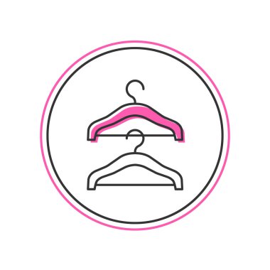 Doldurulmuş ana hatlı elbise dolabı simgesi beyaz arkaplanda izole edilmiş. Vestiyer ikonu. Kıyafet servis sembolü. Çamaşır askı tabelası. Vektör