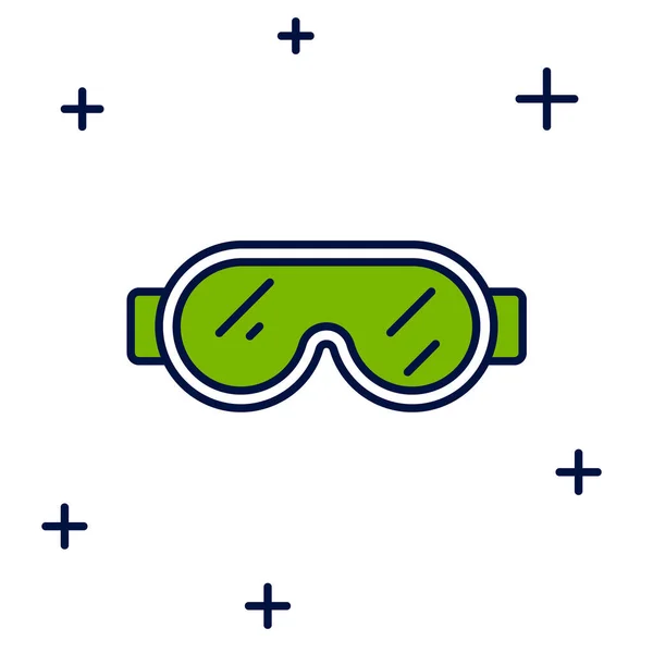 Fylld Kontur Säkerhet Goggle Glasögon Ikon Isolerad Vit Bakgrund Vektor — Stock vektor