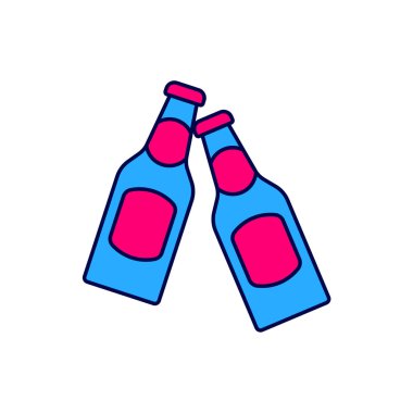 Doldurulmuş bira şişesi simgesi beyaz arka planda izole edilmiş. Vektör