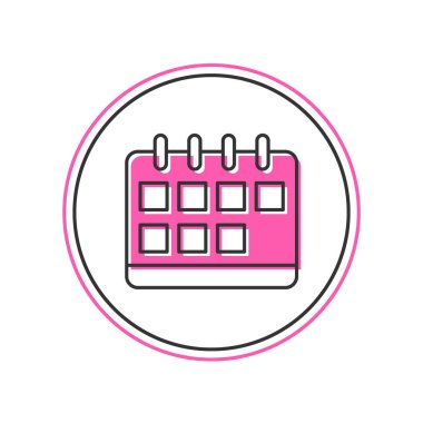 Doldurulmuş takvim simgesi beyaz arkaplanda izole edildi. Olay hatırlatma sembolü. Vektör