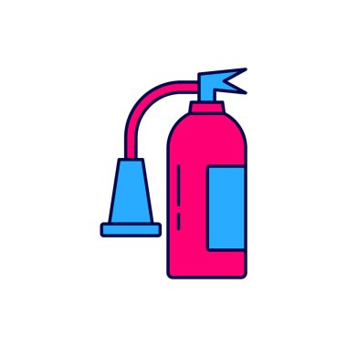 Beyaz arka planda izole edilmiş ana hatlı yangın söndürme ikonu. Vektör