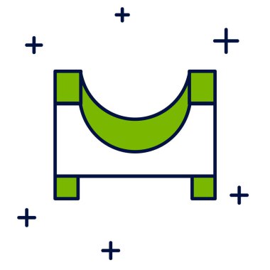 Doldurulmuş ana hatlı Paten Parkı simgesi beyaz arkaplanda izole edildi. Rampa seti, paten parkı için merdiven. Olağanüstü bir spor. Vektör