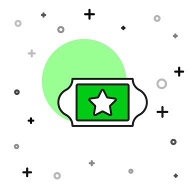 Doldurulmuş ana hatlı sinema bileti simgesi beyaz arkaplanda izole edildi. Vektör