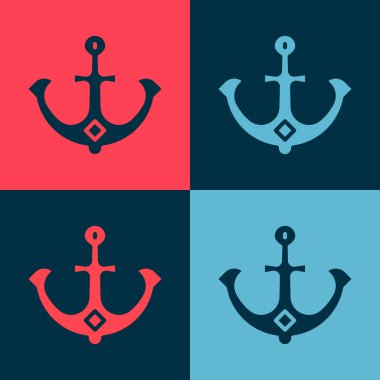 Pop Art Anchor simgesi renk arkaplanında izole edildi. Vektör