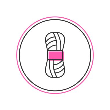 Doldurulmuş iplik simgesi beyaz arkaplanda izole edildi. El yapımı, örgü ya da terzi için etiket. Vektör