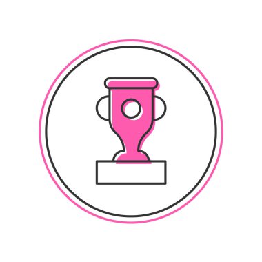 Doldurulmuş taslak ödül kupa simgesi beyaz arkaplanda izole edildi. Galibiyet ödülü sembolü. Şampiyonluk ya da yarışma kupası. Spor başarısı işareti. Vektör