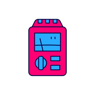 Beyaz arka planda izole edilmiş radyasyon ikonunu ölçmek için dozimetre dolduruldu. Gama radyasyon kişisel dozimetre. Vektör