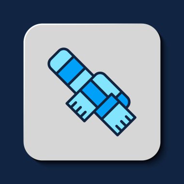 Mavi arkaplanda kışın eşarp simgesi var. Vektör