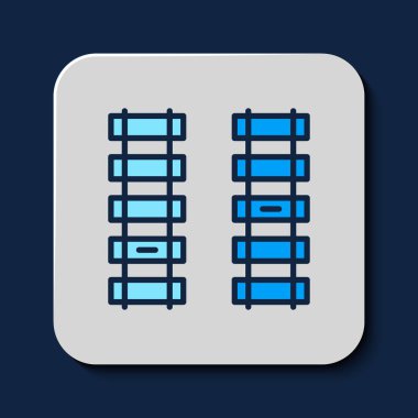 Demiryolu ile dolu, mavi arka planda izole edilmiş demiryolu ikonu. Vektör