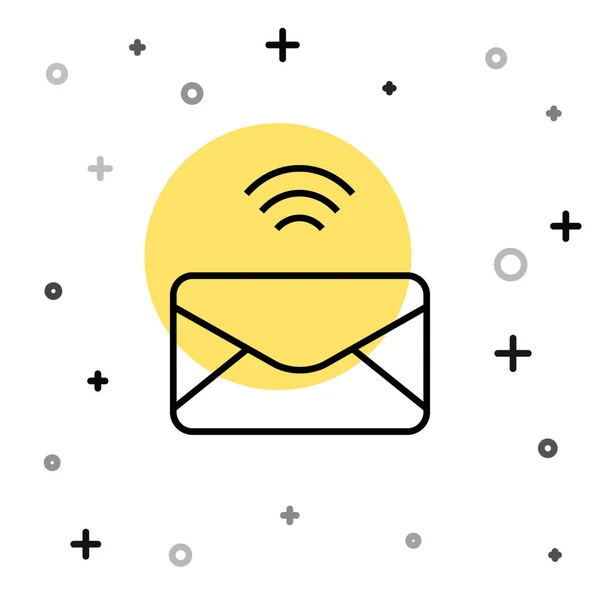 Schwarze Linie Mail Und Mail Symbol Isoliert Auf Weißem Hintergrund — Stockvektor