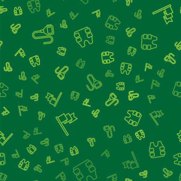 Set line Walkie talkie, Location marker and Bulletproof vest on seamless pattern. Vector