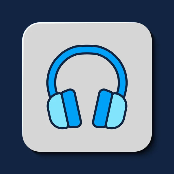 Filled Outline Headphones Icon Isolated Blue Background Earphones Concept Listening — Stock vektor
