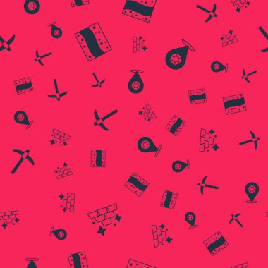 Altın külçeleri, mayın, kazma ve mücevher taşlarını pürüzsüz desenlere ayarlayın. Vektör